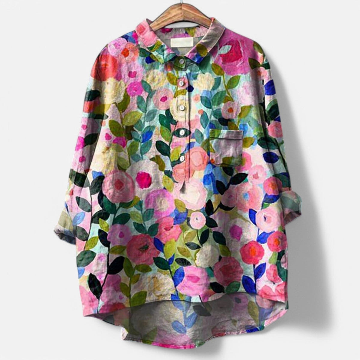 Damen Bluse Blumenmuster Elegantes Polyester-5