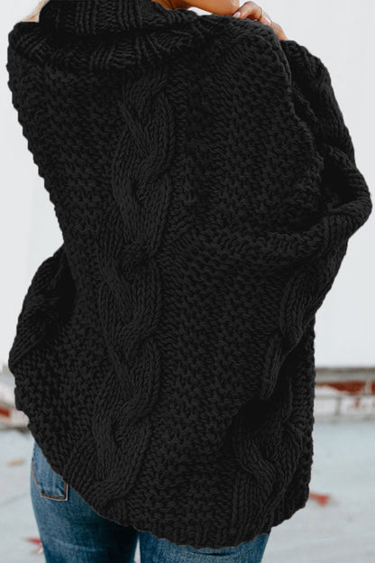 Damenpullover langärmlig gedreht Polyester hoher Kragen-6