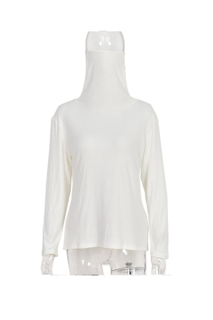 Damen-Fleece-Top mit Stehkragen und langen Ärmeln – weiches Polyester in Unifarben-Design 4