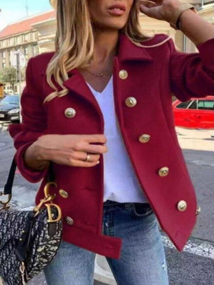 Damen Blazer Doppelknöpfiges Polyester mit goldenen Details-1