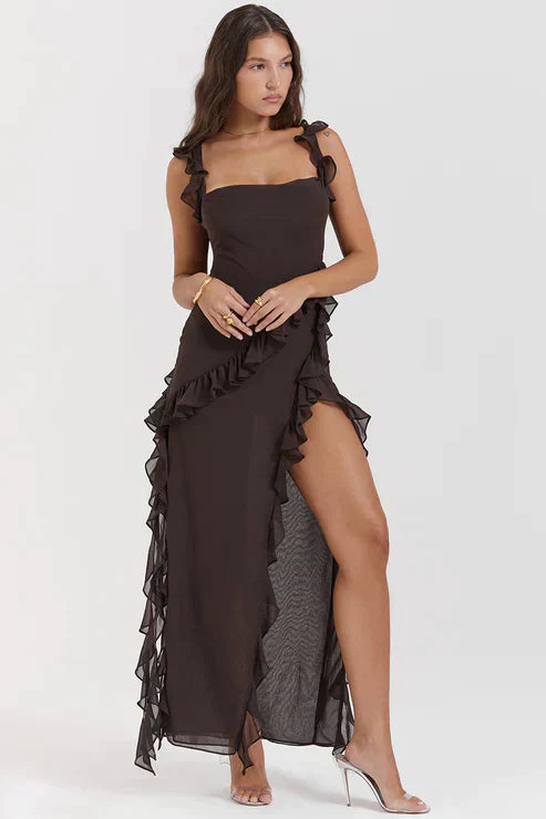 Damen Abendkleid Chiffon und Spitze Elegant Knielang-5