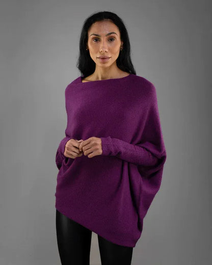 Damen-Pullover, asymmetrischer drapierter weicher Stoff 12
