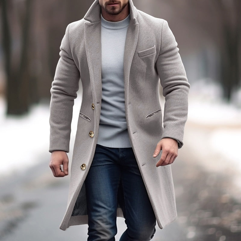 Variant image for Herrenmantel, Wollmischung, elegant, goldene Knöpfe-15