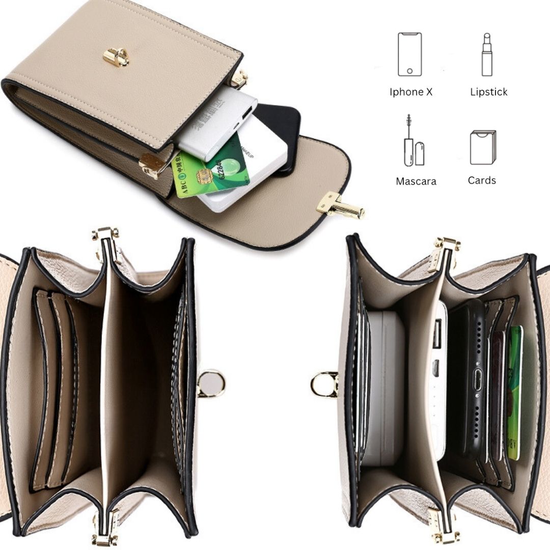 Damen Schultertasche Veganleder Elegant Verstellbare Riemen Kompakt 18,5 cm 3