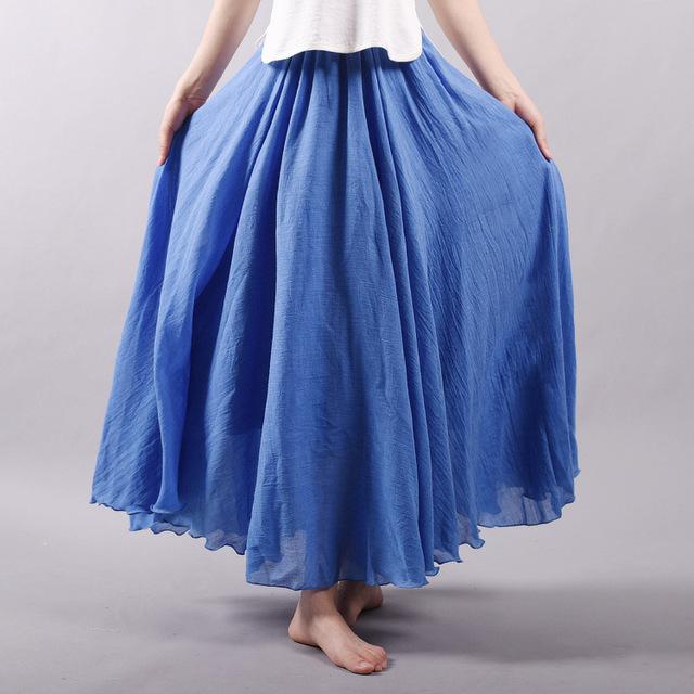 Variant image for Damen-Maxirock, Boho, Hoche Taille, Luftiges Polyester-29