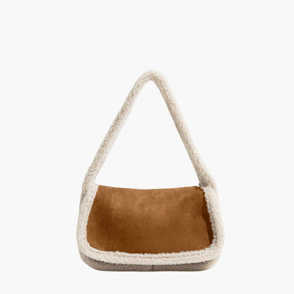 Damen-Handtasche, klein, weich, Polyester, mit Kunstfell-1