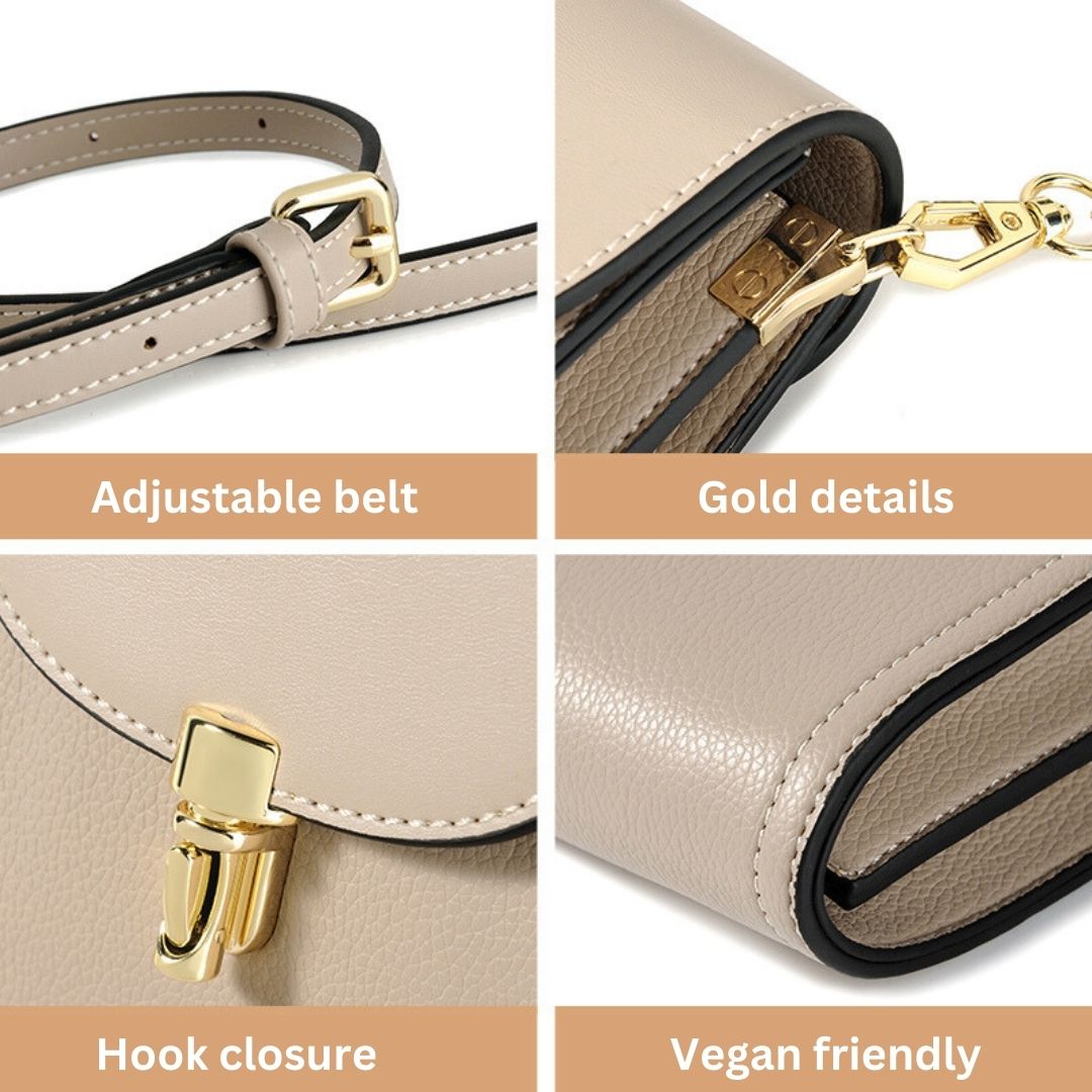 Damen Schultertasche Veganleder Elegant Verstellbare Riemen Kompakt 18,5 cm 4