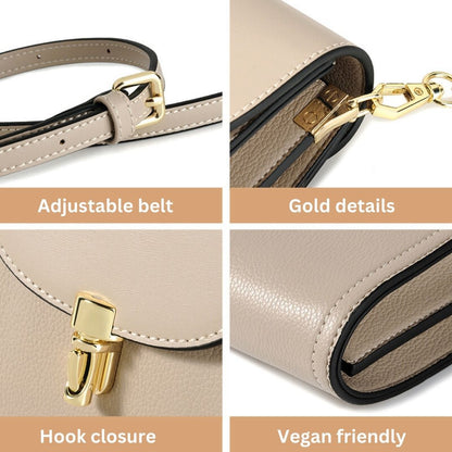 Damen Schultertasche Veganleder Elegant Verstellbare Riemen Kompakt 18,5 cm 4