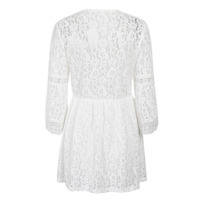 Damen-kurzes Kleid, Spitze, zeitlos, elegantes Design-4