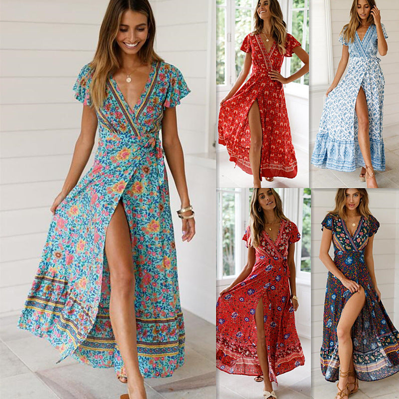 Damen-Maxikleid, Blumenmuste Viskose, Tussah, Seide-2