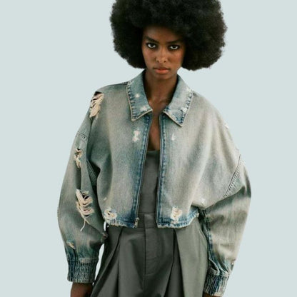 Variant image for Damen-Jeansjacke, kurz, lässiges Denim-1