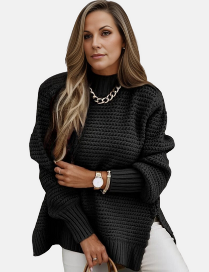 Damen-Strickpullover, Oversized, weiches Waffelmuster-3