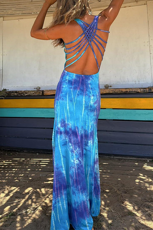 Variant image for Damen-Maxikleid, Criss-Cross, Tie-Dye, Baumwolle, Polyester, elegante Silhouette-1
