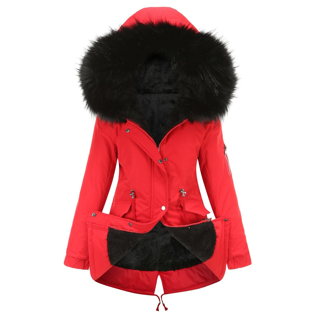Damen-Parka, fleecegefüttert, mit Kapuze und mittellanger Länge-3