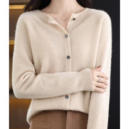 Variant image for Lange Strickjacke Damen Weiche Acrylmischung Rundhals-71