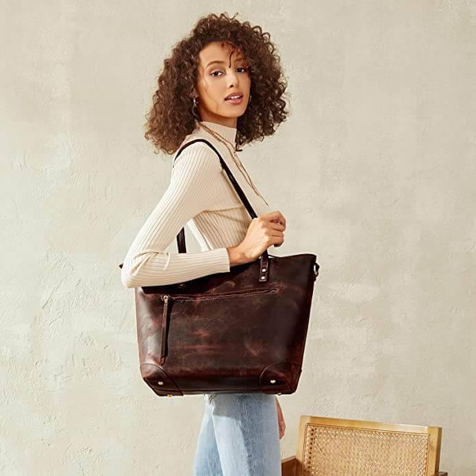Ledertasche Damen Vintage verstellbarem Schultergurt Zeitloses Design-6