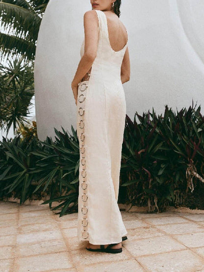 Damen-Midikleid, ärmelloser eleganter hochwertiger Stoff 5