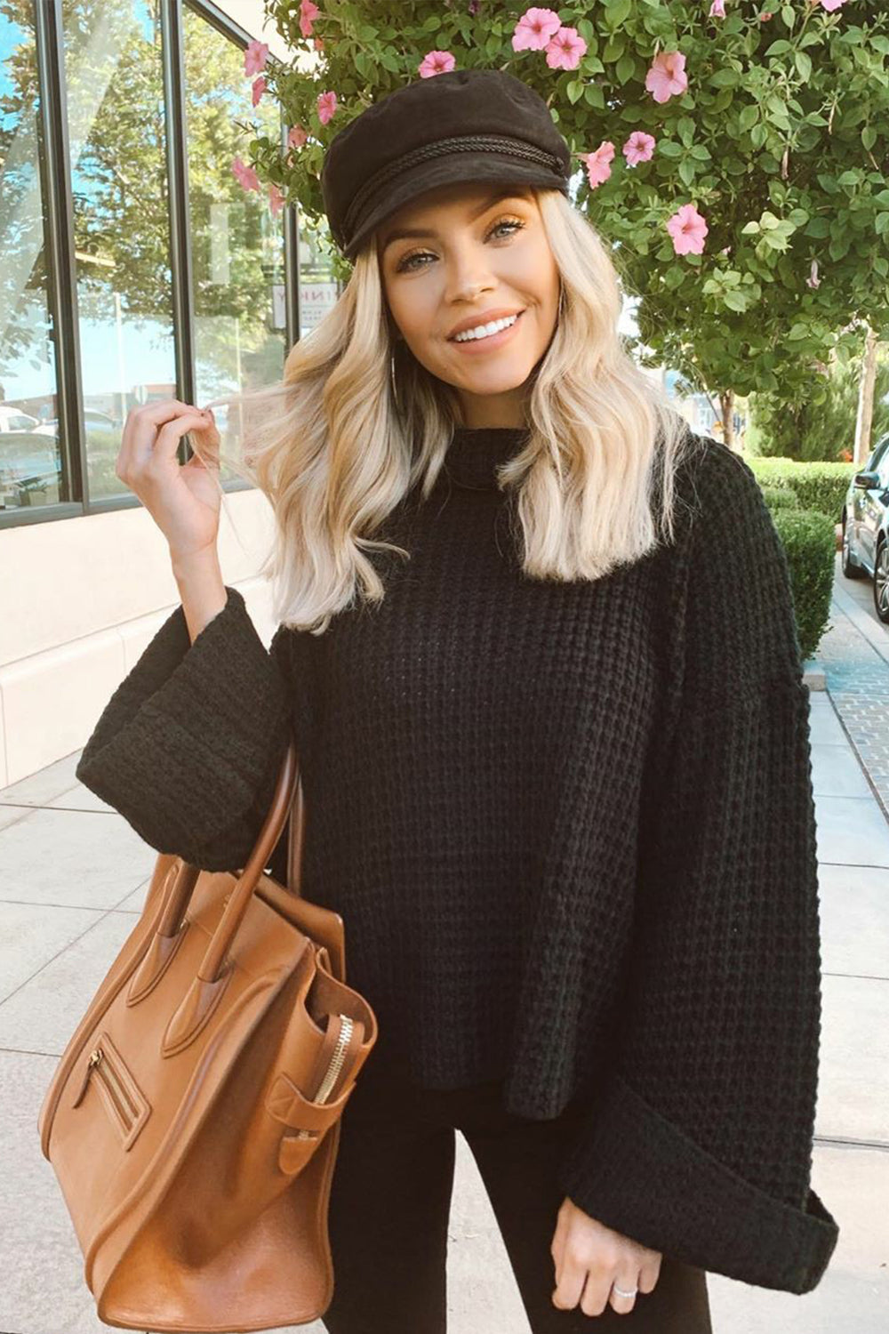 Damen-Strickpullover, hoher Kragen, Polyester, lange Ärmel-2