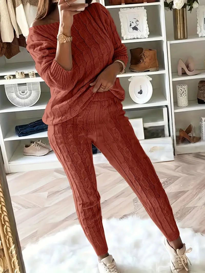 Damen-Loungewear-Set, Sweatshirt und Hose aus weichem Polyester-6