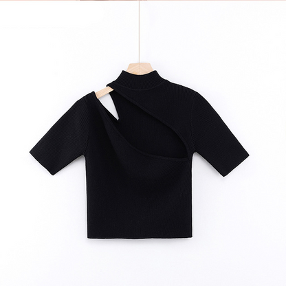 Damen-T-Shirt, kurzärmelig, gestreift, aus Polyester-Acryl-1