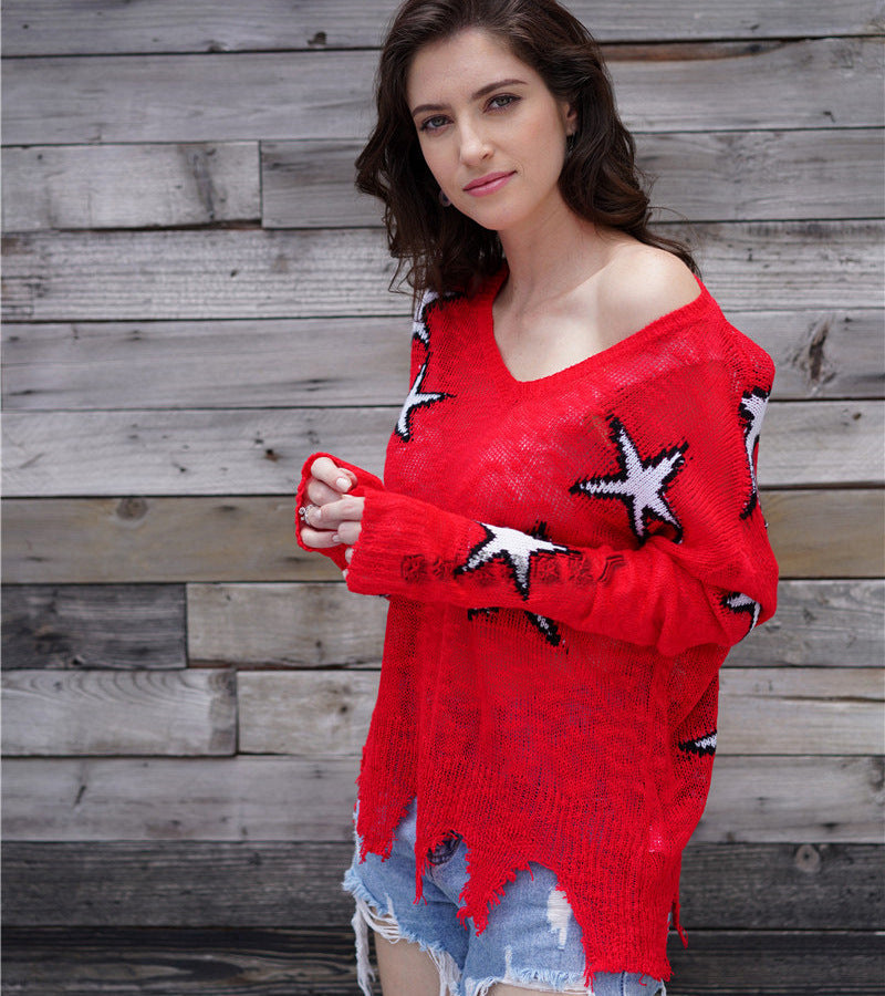 Damen-Stricktop, geometrisch, lässiges Acryl-1