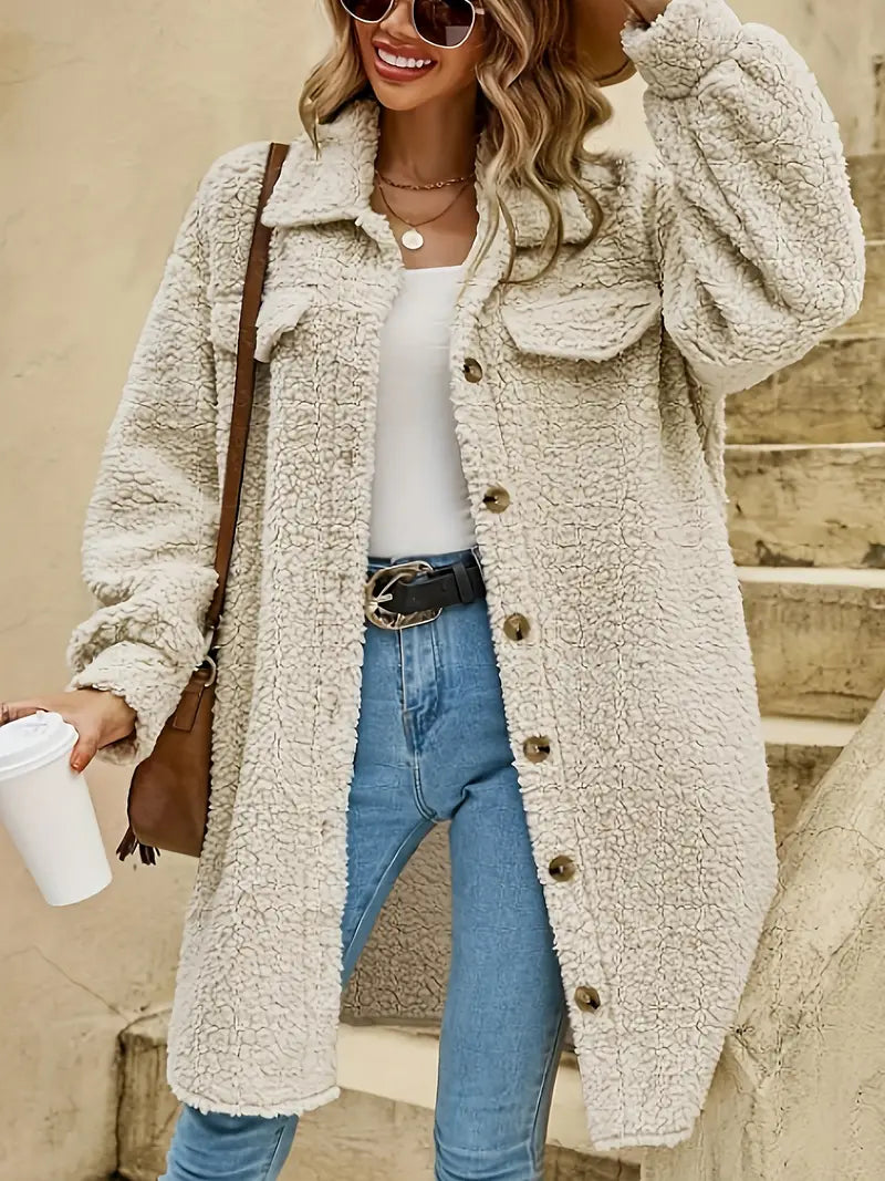 Damen-Plüschjacke, lässiger Stil, hochwertiger Stoff-1