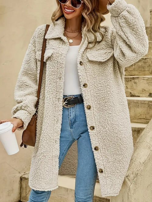 Damen-Plüschjacke, lässiger Stil, hochwertiger Stoff-1