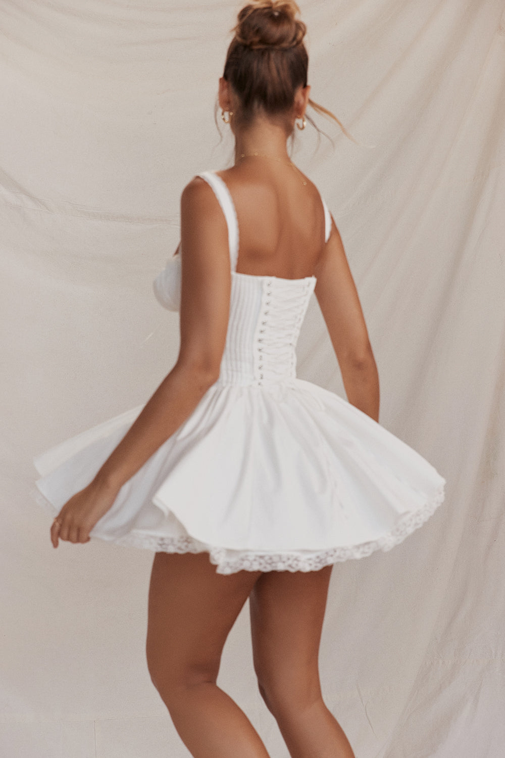 Schöne Damenkleider, Mini, Kleid mit Korsett, Details, Stretch, Baumwolle, Spitze-6