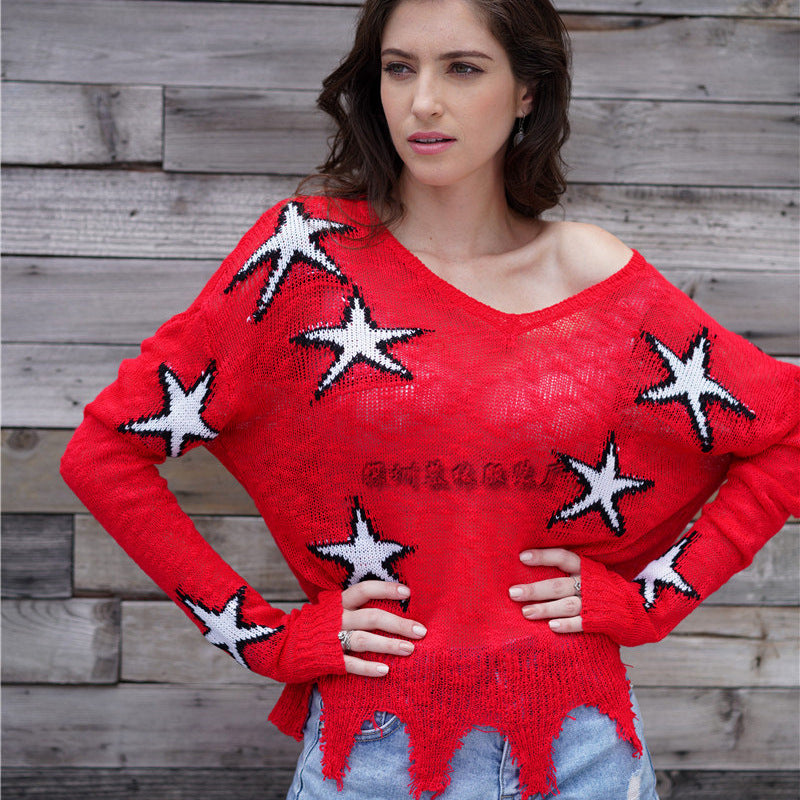 Damen-Stricktop, geometrisch, lässiges Acryl-4