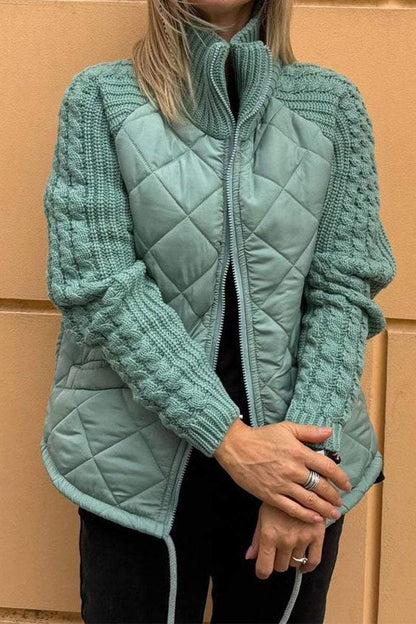 Variant image for Damen-casual-Jacke, Reißverschluss, Patchwork-Design, weiche Stoffmischung-13