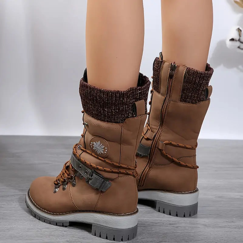 Gefütterte Damen-Winterstiefel, bequem, rutschfest, hochwertig, Material-2