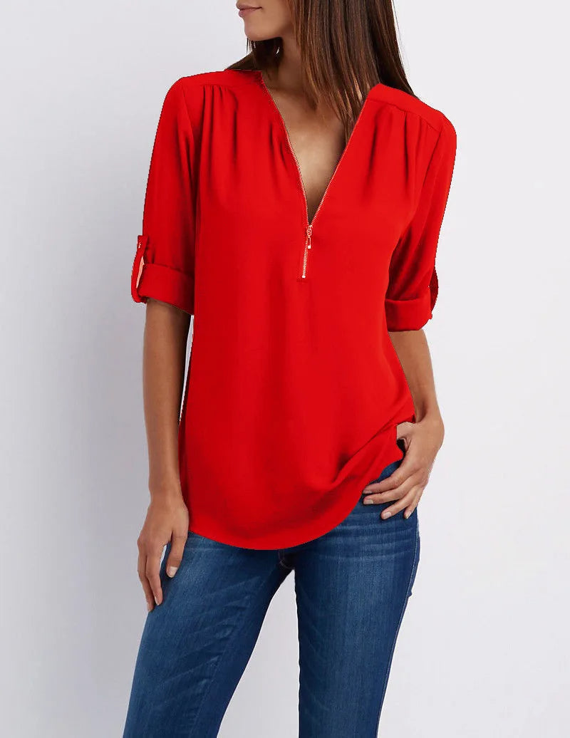 Variant image for Bluse Damen Oversize Lockere Baumwolle-25