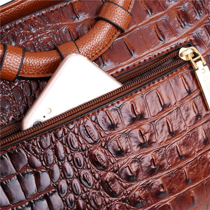 Damen Handtasche Vintage Handgefertigt Krokodilleder Geräumig-5