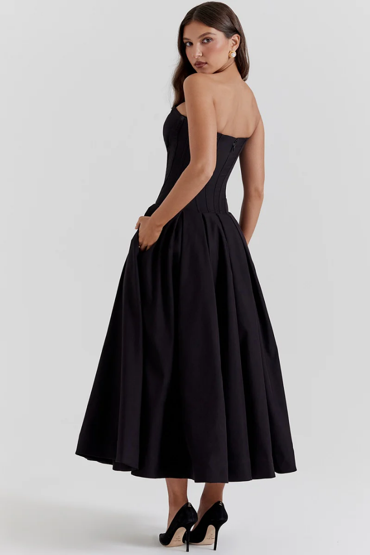 Damenkleid, V-Ausschnitt, plissierter weicher Twill 6
