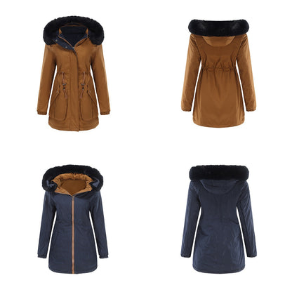 Damen Wendbarer Parka Polyester Chic Mittellang 65 cm-6