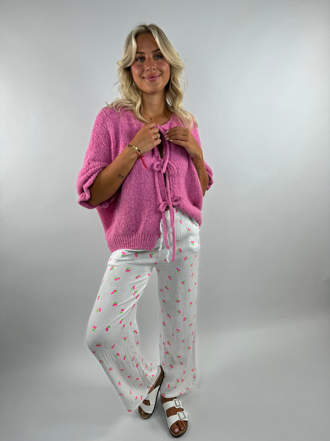 Damen-Strickjacke mit Bindeband aus Polyester-5