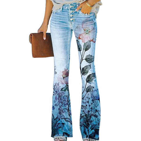 Variant image for Damen-geblümte Hose, klassische Silhouette, hochwertiger Stoff-1