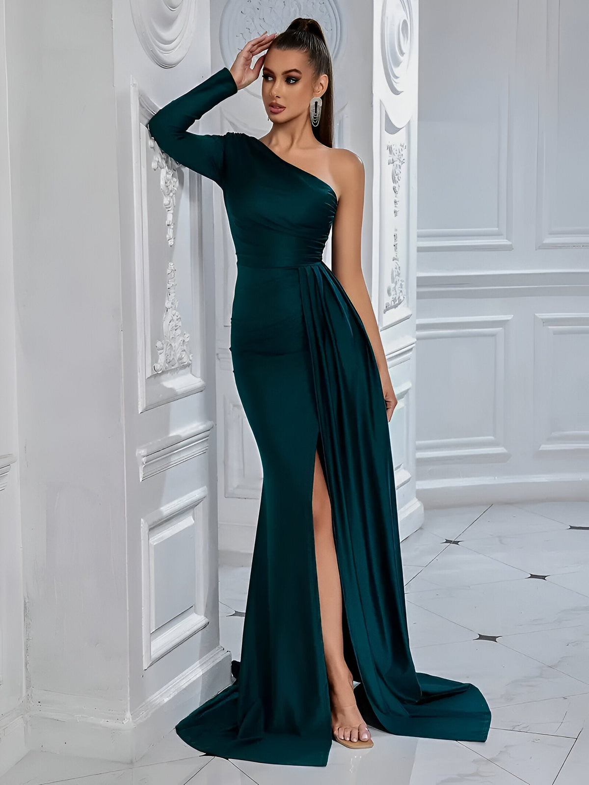 Damen-Abendkleid, drapiert, Seide, elegant 6