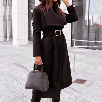 Variant image for Langer Wintermantel Damen Elegant Wollmischung Isoliert-17