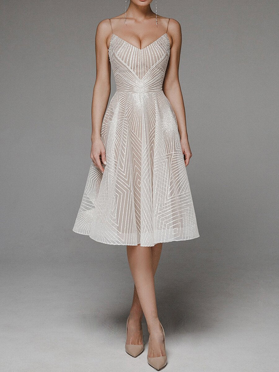 Damen-ärmelloses Kleid, bestickt, leichter Stoff-1