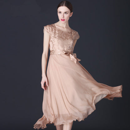 Damen-Midikleid, asymmetrisch, Chiffon-6
