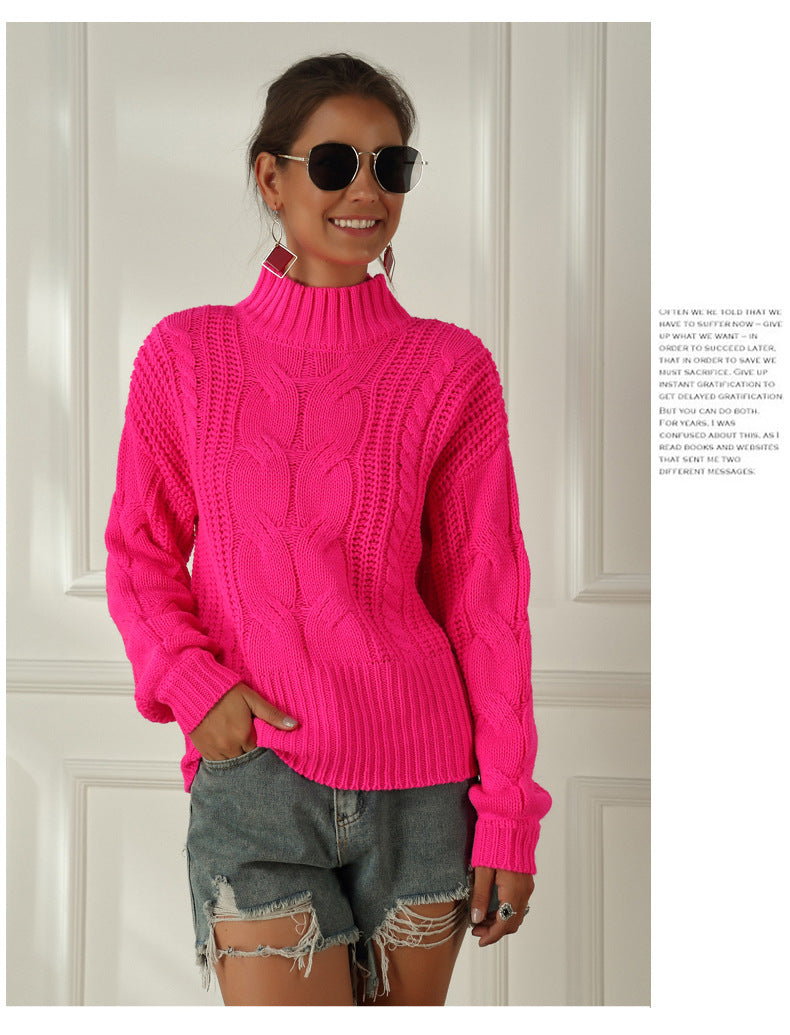 Damen-Strickpullover, mit halbem Stehkragen, aus Acryl, lange Ärmel, bequeme Passform-5