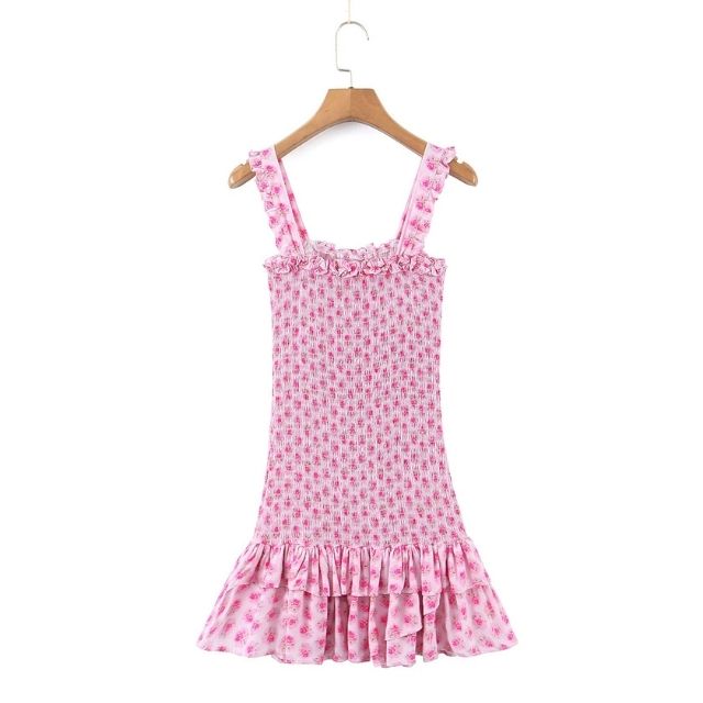Damen-Midikleid, Blumenmuster, Rüschen, Polyester-4