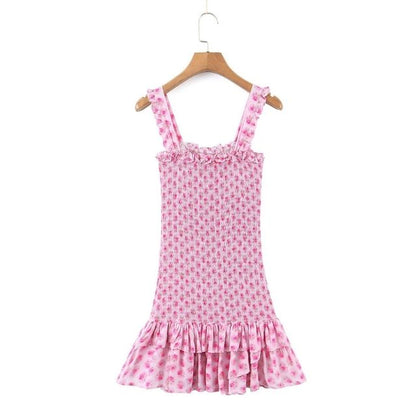 Damen-Midikleid, Blumenmuster, Rüschen, Polyester-4