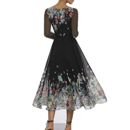 Damen-Kleid, lang, ausgestellt, Polyester 2