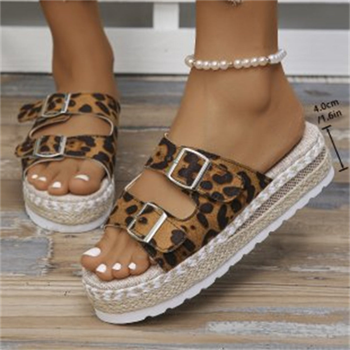 Damen-Sandalen, doppelte Schnallen, PU, Fischmaul-Design-4