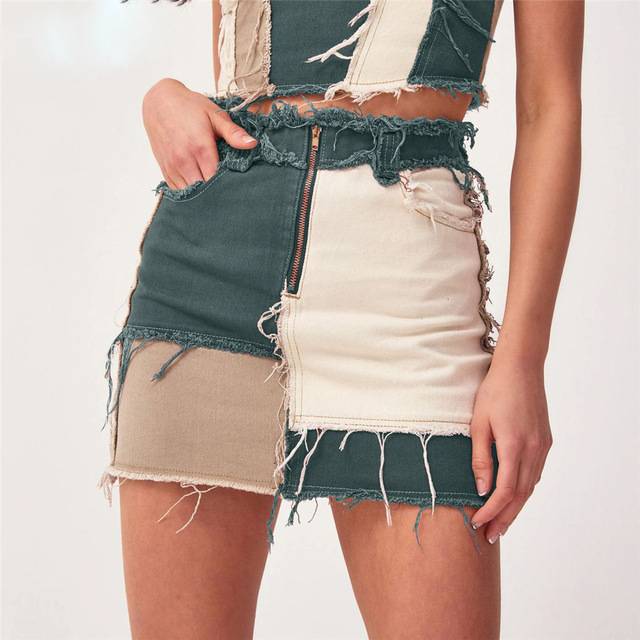 Mini-Jeansrock für Damen in A-Linienform aus Baumwolle und Spandex – bequemes und zeitloses Design mit Taschen 4