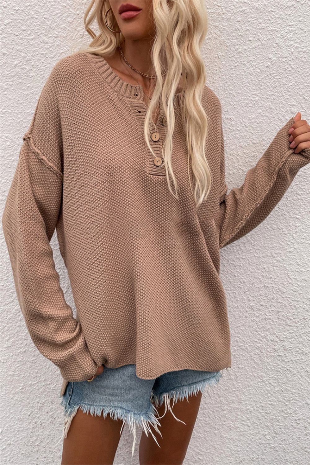 Variant image for Damen-Oversize-Pullover, V-Ausschnitt, Polyester, langärmelig-13