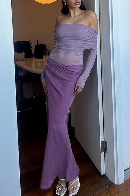 Variant image for Damen-Maxikleid, schulterfreie langarme Baumwolle, Polyester-13