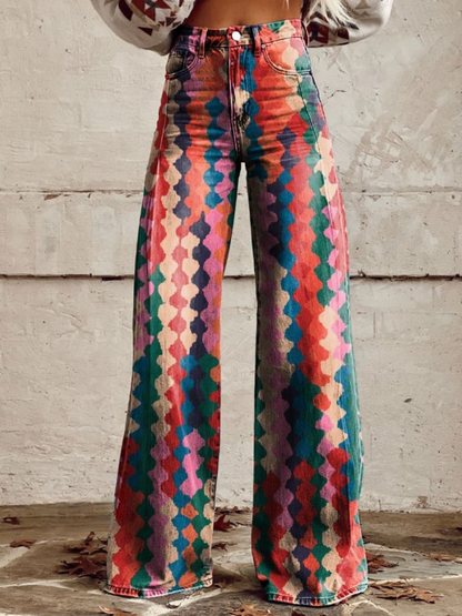 Variant image for Damen Vintage Hose Weites Bein Hochwertiges Material-1